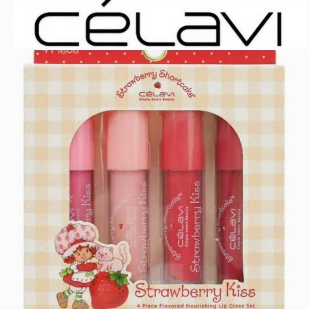 Celavi X Strawberry Shortcake Strawberry Kiss 4-PC Flavored Nourishing Gloss Set